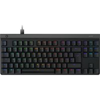 Black Logitech G G515 gaming keyboard, USB wired, QWERTZ layout, RGB backlit keys, German layout.