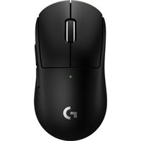 Black Logitech G PRO X SUPERLIGHT 2c wireless gaming mouse, ambidextrous design, sleek with central scroll wheel.