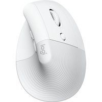Ergonomic white Logitech Lift for Mac vertical mouse with textured grip and scroll wheel.
