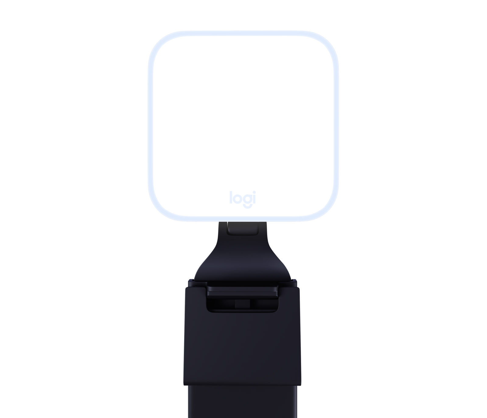Square premium streaming light in graphite with a sleek design, adjustable arm, and soft white glow, ideal for enhancing video quality.