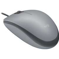 Gray Logitech M110 Silent wired mouse with sleek design and black scroll wheel.