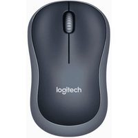 Black and grey Logitech M185 wireless mouse with scroll wheel and compact design.