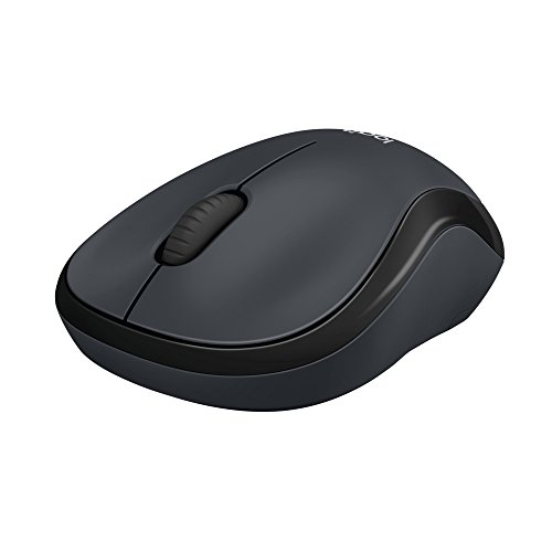 Black Logitech M220 Silent Mouse featuring an ergonomic design, three buttons, and a scroll wheel, with a matte finish and optical sensor at 1000 DPI.