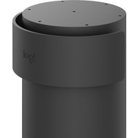 Black cylindrical Logitech Sight camera with smooth top and subtle logo.