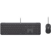 Black Logitech wired keyboard and mouse combo with slim design and full-size layout.