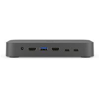 Black Logitech Swytch Hub with HDMI, USB-C, USB-A, and two mini USB ports on the front panel.