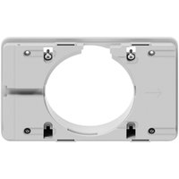 White Logitech Tap Scheduler Angle Mount with circular center cutout and mounting holes.