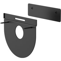 Black Logitech Tap Wall Mount with oval base, screw holes, and rectangular top bracket for secure installation.