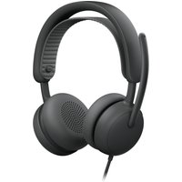 Black Logitech Zone Wired 2 headset with cushioned ear pads, adjustable headband, and attached microphone.