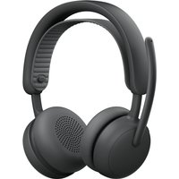 Black Logitech Zone Wireless 2 headset with padded headband and cushioned ear cups, featuring a sleek, modern design.