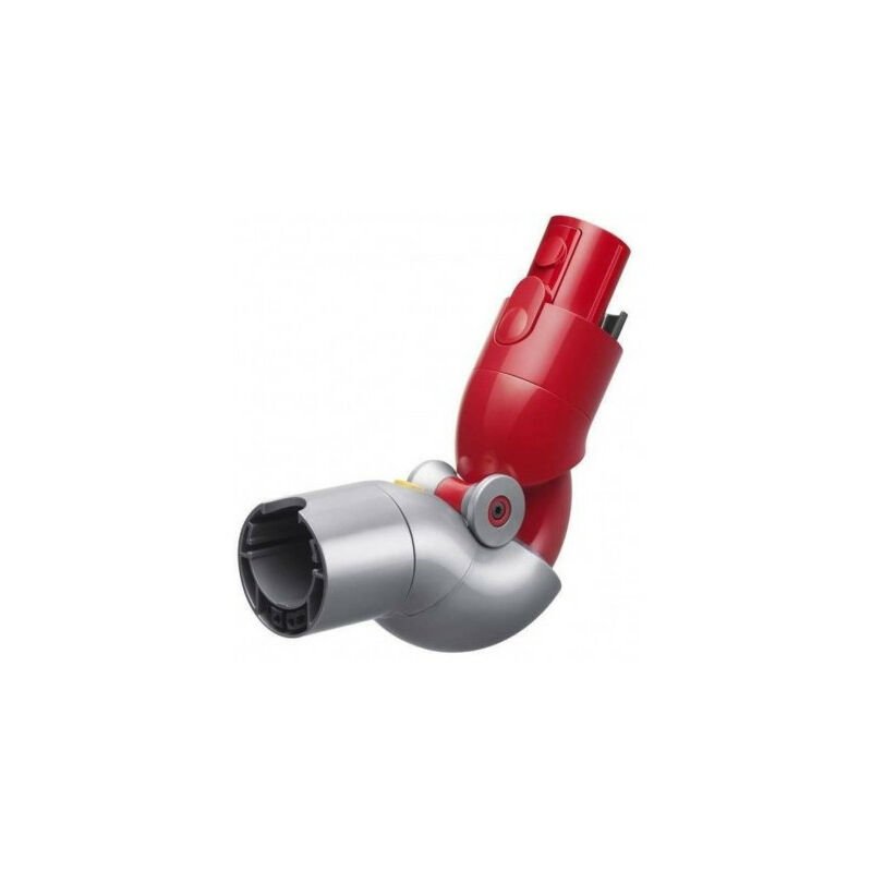 Dyson Low-Reach Adaptor in grey and red, featuring a curved design with a smooth plastic finish and a connector for vacuum attachments, ideal for cleaning hard-to-reach areas.