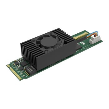 MAGEWELL Eco Capture HDMI 4K Plus M.2 features a green circuit board with a black heatsink and fan, designed for high-performance video capture.