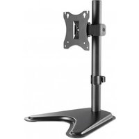 Black Manhattan desk mount for TV/monitors, adjustable stand with VESA bracket, fits 10"-27" screens, max 7kg.