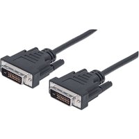 Black Manhattan 3m DVI-D dual link cable, male to male connectors, fully shielded, compatible with DVD-D.