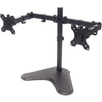 Black Manhattan dual desk mount for 10-27" screens, full motion arms, VESA compatible, sturdy base, holds up to 8kg each.