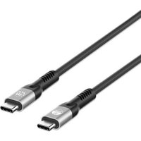 Black Manhattan USB-C to USB-C cable, 1m, with reinforced connectors, supports 240W charging and 40 Gbps data transfer.