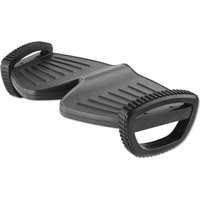 Black Manhattan foot rest/rocker with textured surface, dual rocking motions, ergonomic design, 277 x 502mm.