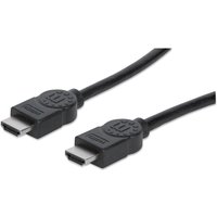 Black Manhattan HDMI cable, 1m, with Ethernet, male to male connectors, supports 4K@30Hz, high-speed, ultra HD.