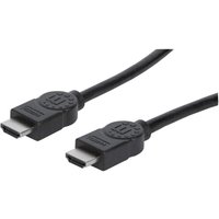 Black Manhattan HDMI cable with Ethernet, 3m length, featuring two HDMI connectors and suitable for 4K@30Hz and 1080p.