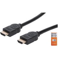 Black Manhattan HDMI 4K cable, 5m length, male to male connectors, supports Ultra HD 4K, with Ethernet, premium high speed.