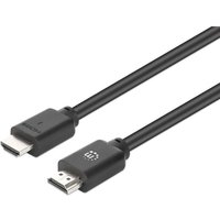 Black Manhattan HDMI cable, 7.5m, with Ethernet, male to male connectors, supports 4K@60Hz, Ultra HD, durable design.