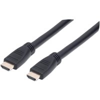 Black Manhattan HDMI 4K cable, 10m, CL3 rated, suitable for in-wall use, male to male connectors, ultra HD support.