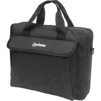 Black Manhattan London 14.1" laptop bag, top loader with dual handles and front flap pocket.