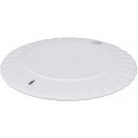 White Manhattan wireless charging pad, round design, textured edge, with micro-USB port, includes 0.5m cable.
