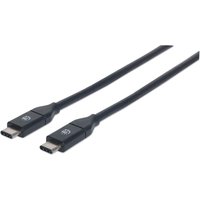 Black Manhattan USB-C to USB-C cable, 1m, male to male, with 10 Gbps speed, sleek connectors.