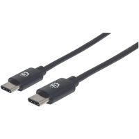 Black Manhattan USB-C to USB-C cable, 3m length, male to male connectors, 480 Mbps, USB 2.0, hi-speed, durable design