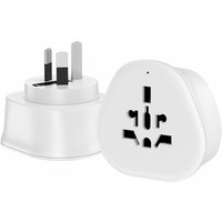 White Maplin AU plug to worldwide socket travel adapter with multiple socket types and three-prong plug.