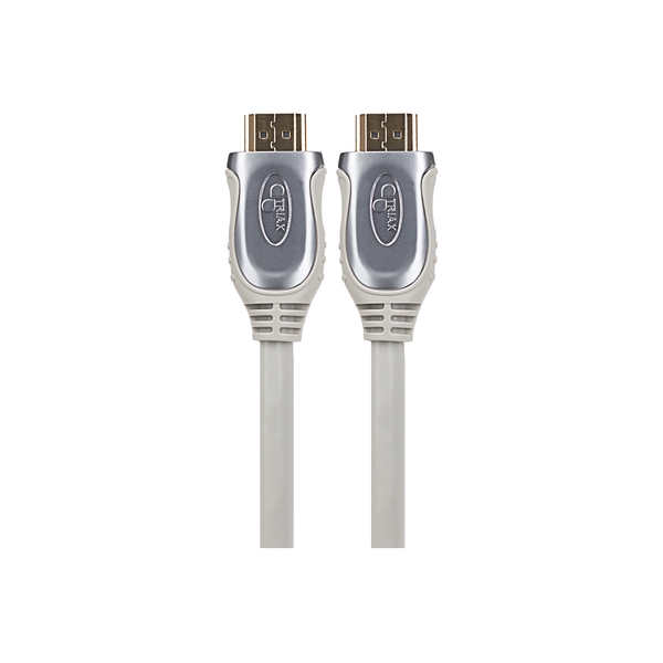 Black HDMI to HDMI cable featuring gold connectors, designed for 4K Ultra HD, with a sturdy and flexible design, measuring 15 inches in length.