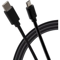 Black braided USB-C to Micro USB-B cable, 1m length, with sturdy connectors by Maplin.
