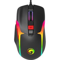 Black Marvo M360 Tepo 70 gaming mouse with RGB lighting, red DPI button, and ergonomic design for right-hand use.