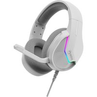 White MARVO Scorpion H8618 RGB gaming headset with padded ear cups, adjustable headband, and attached microphone.