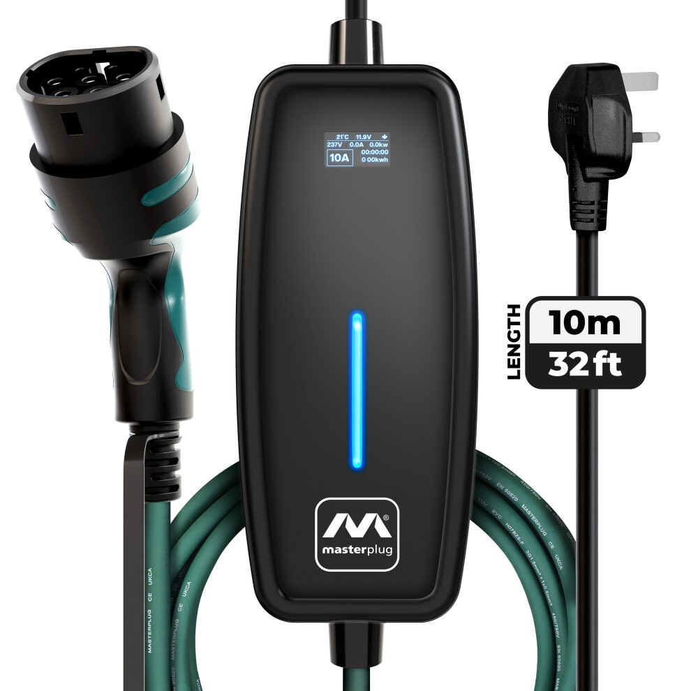 Masterplug Mode 2 10m 3 Pin UK Plug to Type 2 EV Charging Cable - image 3
