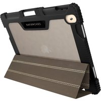 Black MAXCases Extreme Folio for iPad Mini 6 & 7 with rugged edges, clear back, and foldable stand.