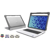 Grey MAXCases Extreme Shell-FL3 case for HP Chromebook 11.6", slide-on top, transparent PC bottom, rugged edges.