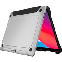 Black and clear protective shell case for MacBook Pro 14" 2021, featuring reinforced corners and transparent back panel.