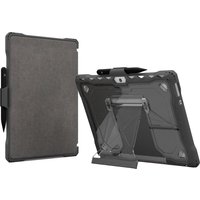 Grey MAXCases Shield Extreme X2 for Surface Pro 8, rugged design, transparent back, kickstand, stylus holder.