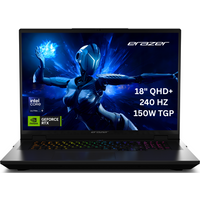 Black MEDION ERAZER Beast 18 laptop with RGB keyboard, 18" QHD+ display, Intel Core Ultra 9, RTX 5090 graphics.