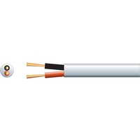 White Mercury speaker cable, 100m, 100V, with dual 2.01mm copper wires, black and red insulation, 8.0mm diameter.