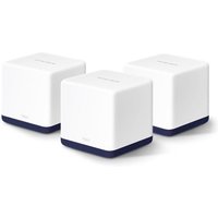 White Mercusys AC1900 mesh Wi-Fi system, three cube units with black bases and subtle branding on top.