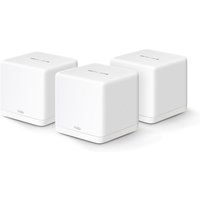 White cube-shaped Mercusys AX1500 Mesh WiFi 6 System with subtle branding on top, set of three units.