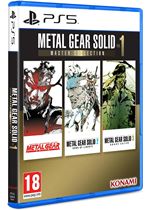 Metal Gear Solid: Master Collection Vol. 1 for PS5 features a blue case showcasing three iconic character artworks, with bold red and white text, and a prominent 18 rating label.