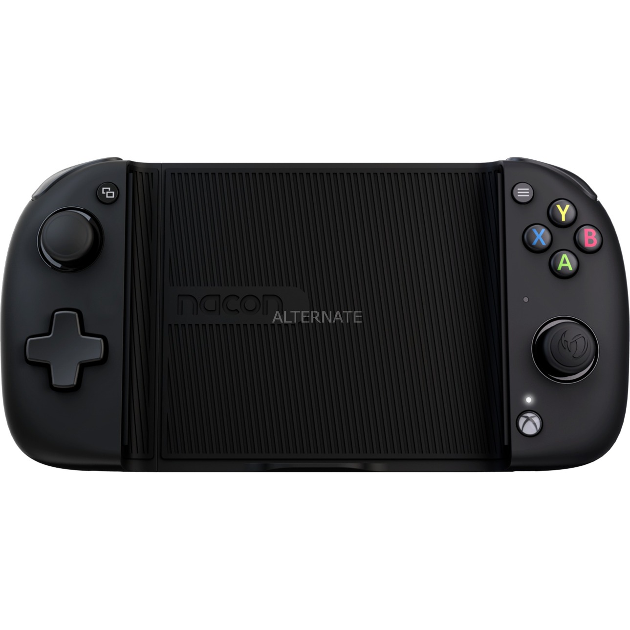 Black compact phone holder designed for Xbox Series X, featuring textured grip, ergonomic design, and integrated buttons for gaming convenience.