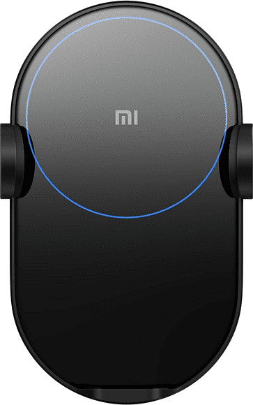 Black Xiaomi GDS4127GL mobile device charger with a sleek design, featuring a blue LED ring and a smooth surface, ideal for auto use.
