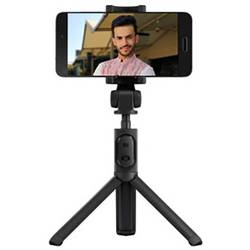 Black Xiaomi selfie stick with a smartphone holder, featuring a compact design, adjustable angle, and a tripod base for stability.