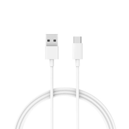 White 100cm USB Type-C cable by Xiaomi, featuring a smooth plastic finish with a standard USB connector on one end and a Type-C connector on the other.