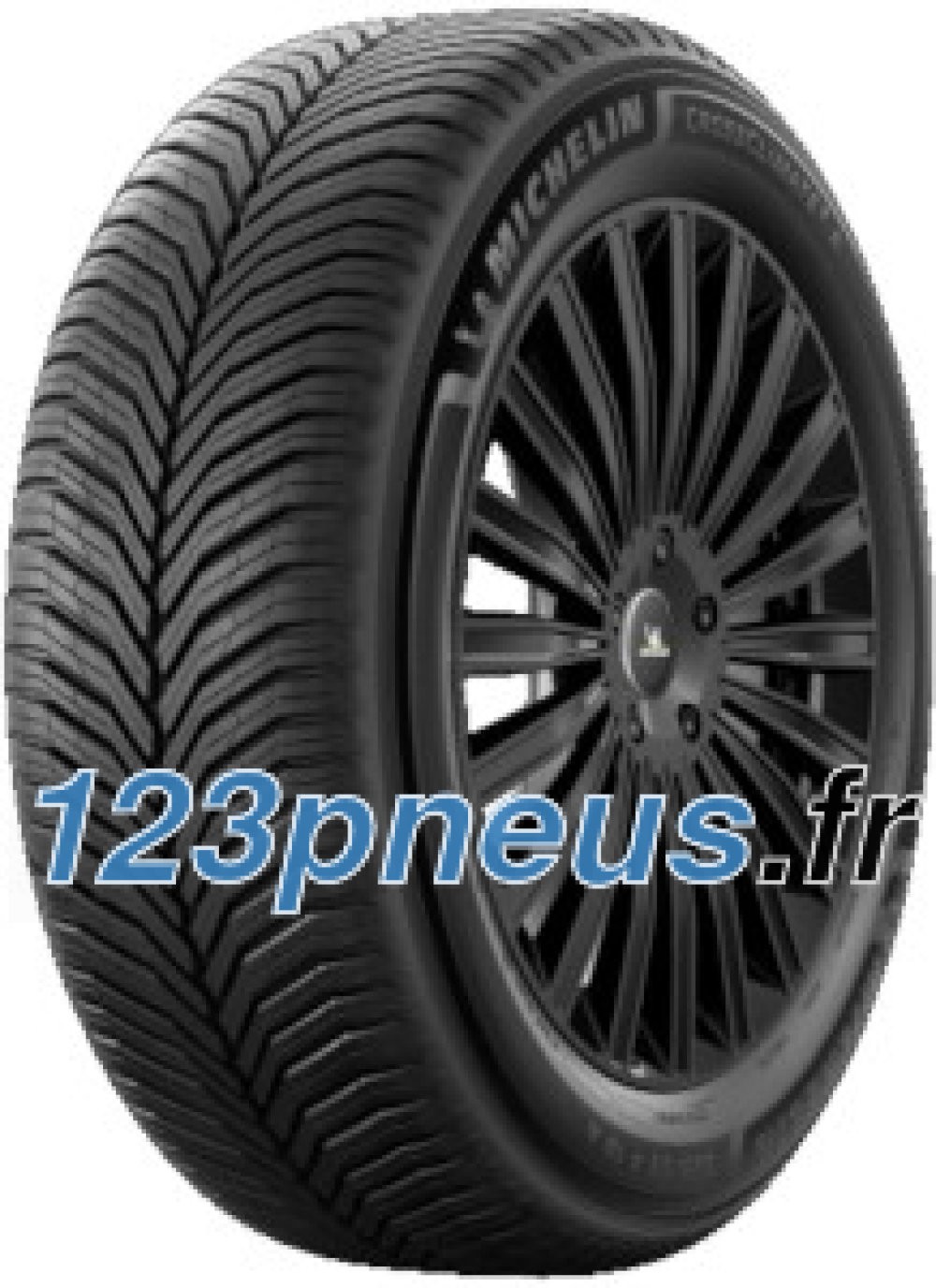 Black Michelin CrossClimate 3 tire with a tread pattern designed for all-season performance, labeled 225/65 R17 106V XL, suitable for electric vehicles.